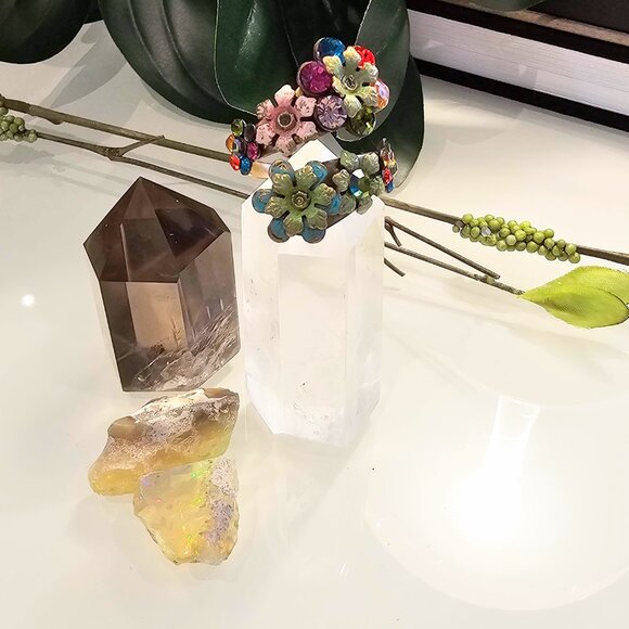 Vintage Michal Negrin Swarovski Floral Wrap RIng - Picture 6 of 6